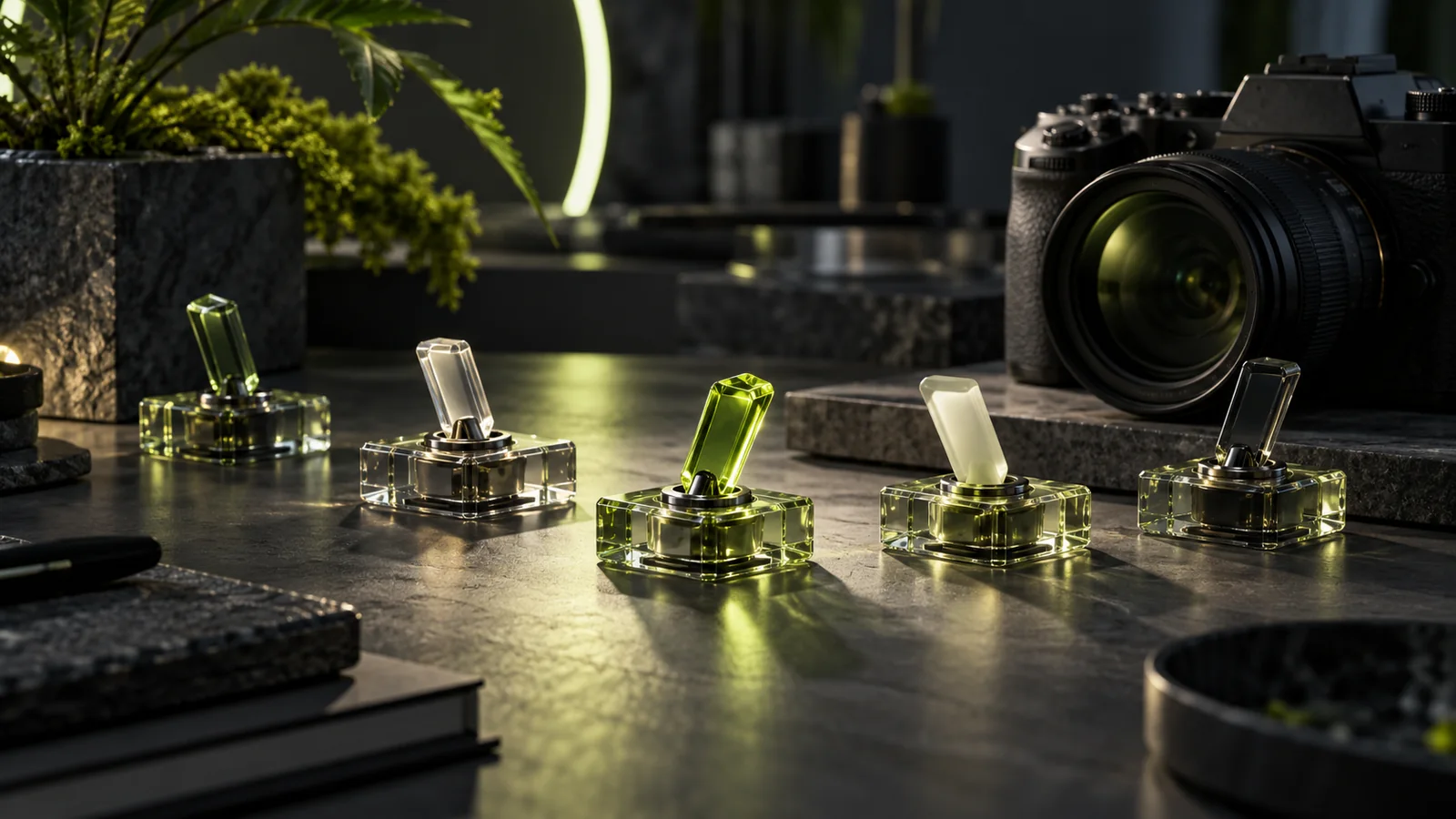 Separate translucent controls represent a choice of optional preferences.